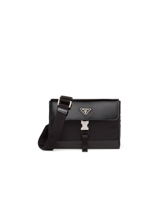 Prada Re-nylon And Leather Shoulder Bag Black | 6827WOYPD