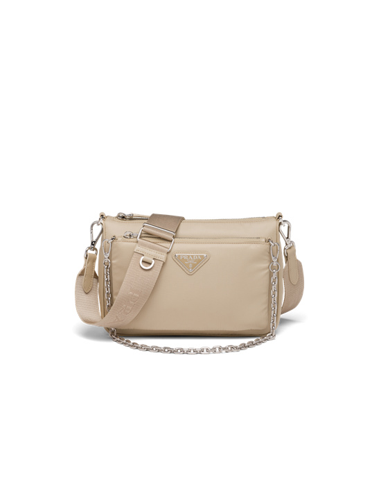 Prada Re-nylon And Saffiano Leather Shoulder Bag Desert Beige | 1248YPADG