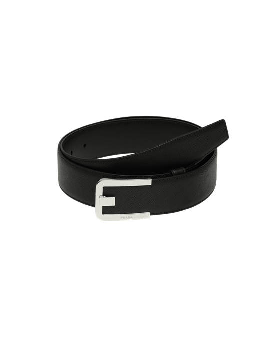 Prada Saffiano Leather Belt Black | 5427EQLYO