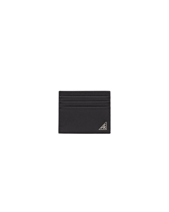 Prada Saffiano Leather Card Holder Black | 9148CVQPJ