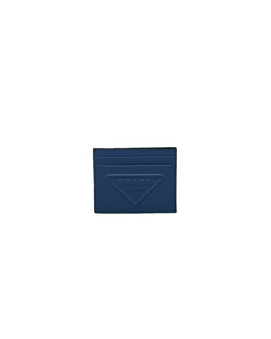 Prada Saffiano Leather Card Holder Bluette | 8092QCTMD