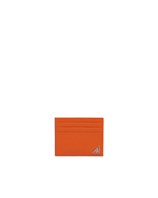 Prada Saffiano Leather Card Holder Papaya | 6943HLPRO