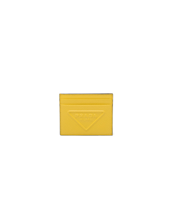 Prada Saffiano Leather Card Holder Sunny Yellow | 1054VARZN