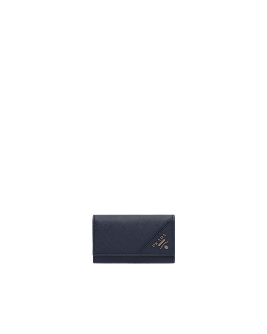 Prada Saffiano Leather Keychain Baltic Blue | 4098ZVPAQ