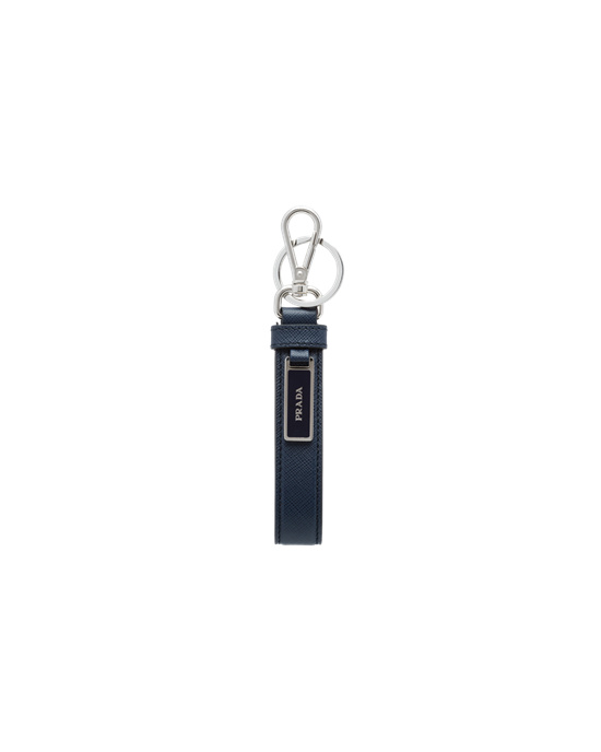 Prada Saffiano Leather Keychain Baltic Blue | 4205FRGAK