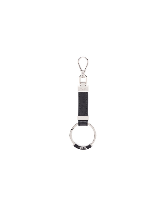 Prada Saffiano Leather Keychain Black | 2980AZOEJ