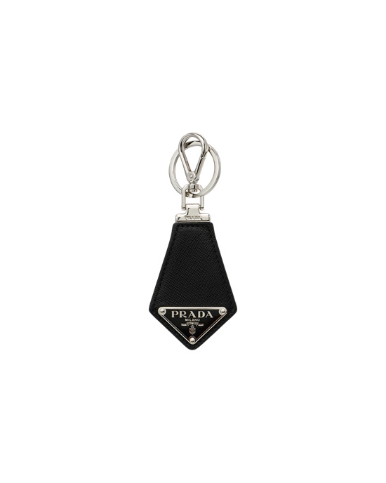 Prada Saffiano Leather Keychain Black | 4789AYZEX