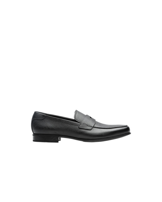 Prada Saffiano Leather Loafers Black | 3914VQSIT