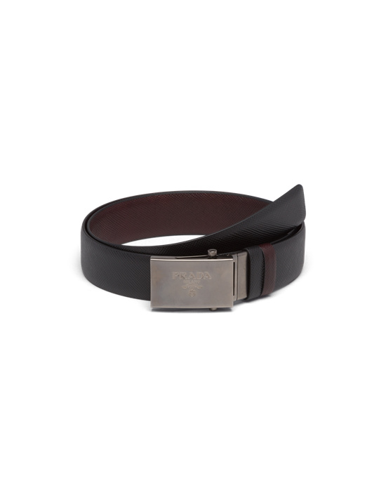 Prada Saffiano Leather Reversible Belt Black / Coffee Brown | 7810JTLRF