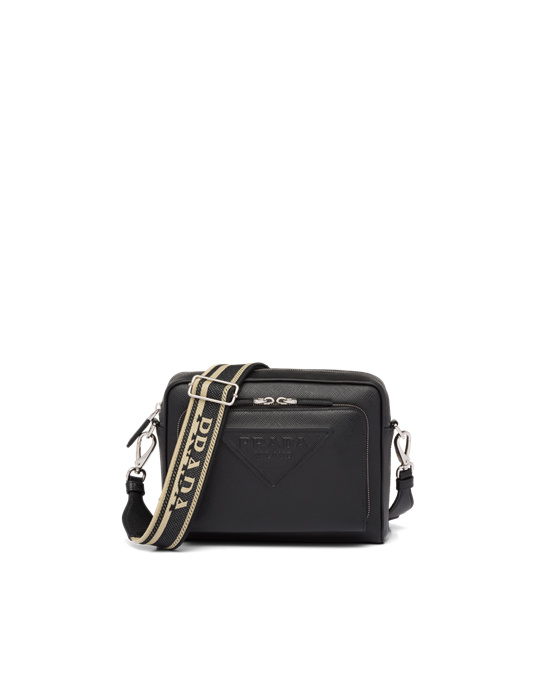 Prada Saffiano Leather Shoulder Bag Black | 0854CAHXF