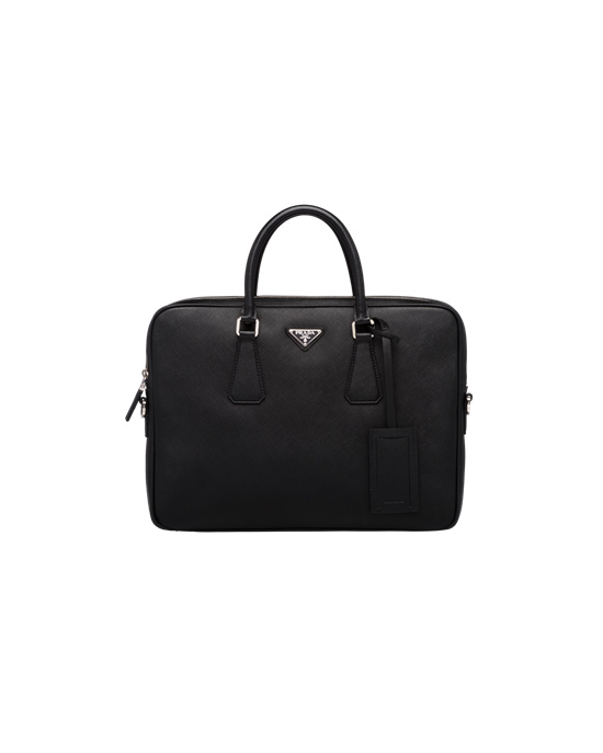 Prada Saffiano Leather Work Bag Black | 9750ZOLEC