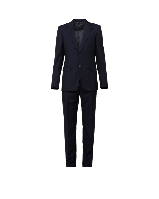 Prada Single Breasted Wool And Mohair Suit Navy | 5389ULXYT