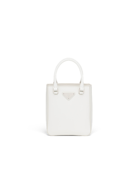 Prada Small Brushed Leather Tote White | 7316MGIWY