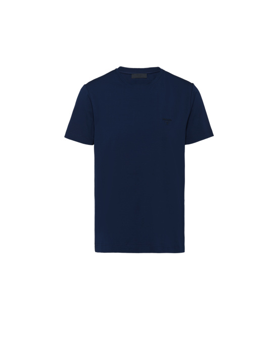 Prada Stretch Cotton T-shirt Navy | 2806CURQD