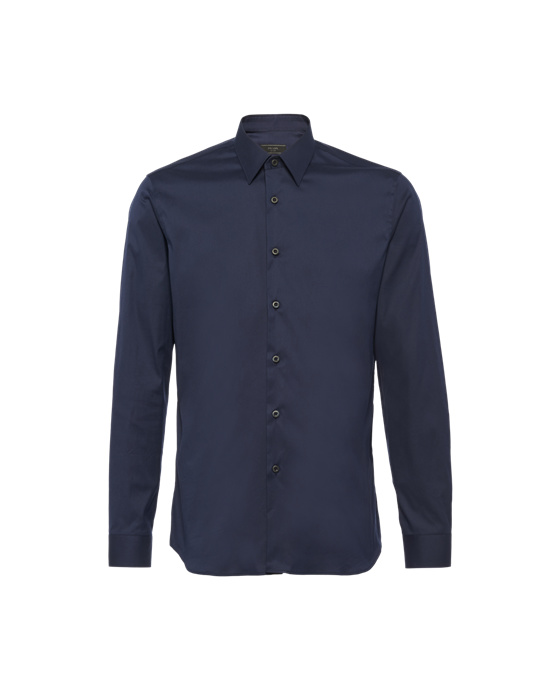 Prada Stretch Poplin Shirt Baltic Blue | 2846GCADN