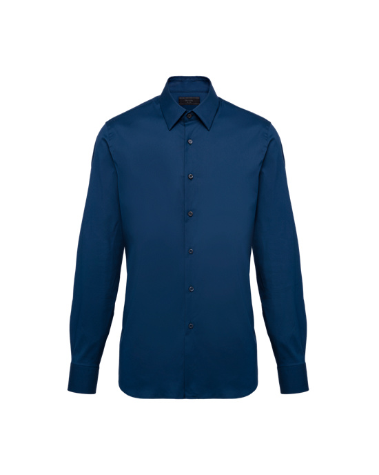 Prada Stretch Poplin Shirt Denim | 9207DRBXM