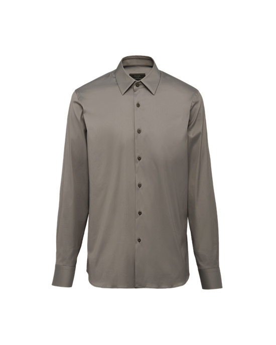 Prada Stretch Poplin Shirt Iron Gray | 7843YSEFA