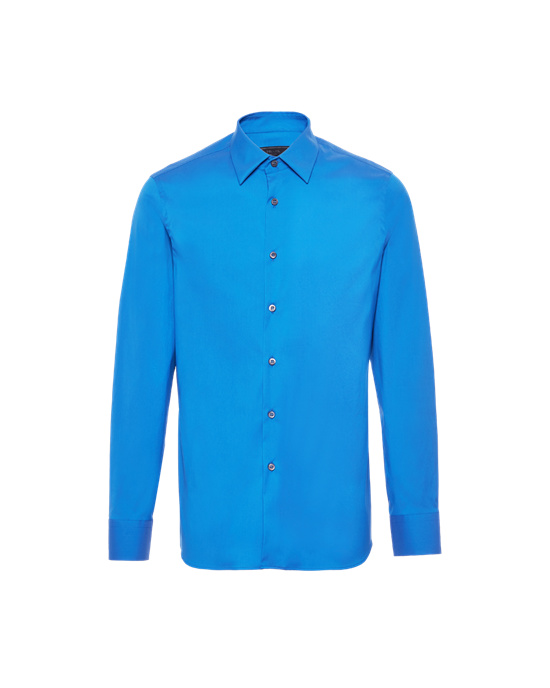 Prada Stretch Poplin Shirt Light Blue | 9306RNMKW