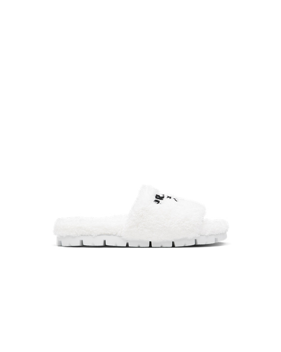 Prada Terry Cloth Slides White / Black | 5067JZDEK