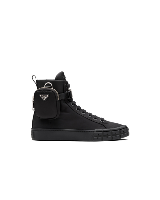 Prada Wheel Re-nylon Gabardine High-top Sneakers Black | 7268WOUAD